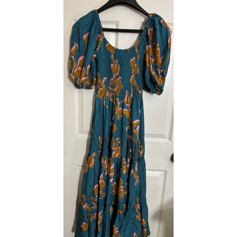 NWT La Ligne Pyper Dress Jade Cognac Bubblegum Floral Print 100% Silk Size S - Picture 7 of 16